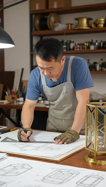 Bespoke lantern sketch with dimensions