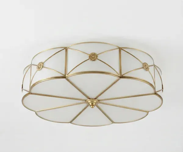AURE-T scalloped brass flush ceiling mount with rosettes