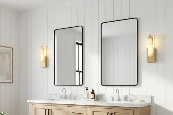 Alabaster brass sconce for bespoke hotel project