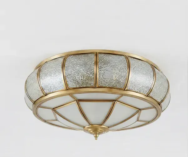 HALO-Q seeded glass brass flush ceiling mount