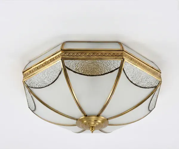 HALO-S seeded glass brass flush ceiling mount