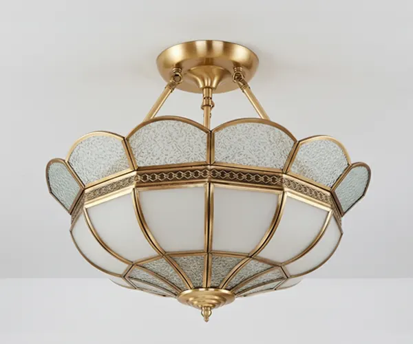 HALO-SA scalloped brass semi-flush ceiling mount