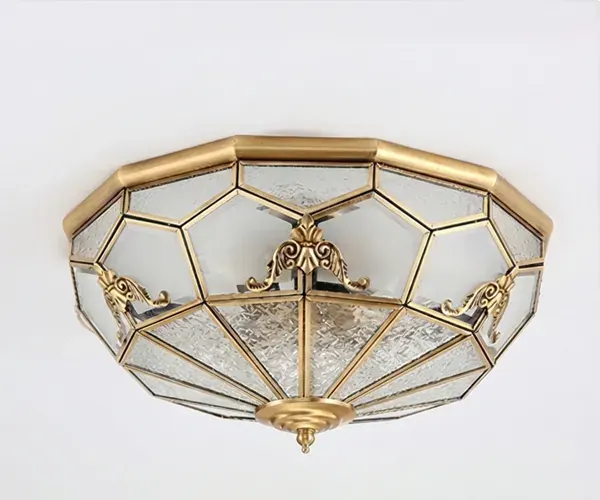 HALO-T ornate faceted brass flush ceiling mount