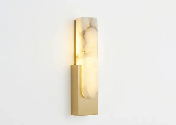 VEIN-H alabaster and brass wall sconce
