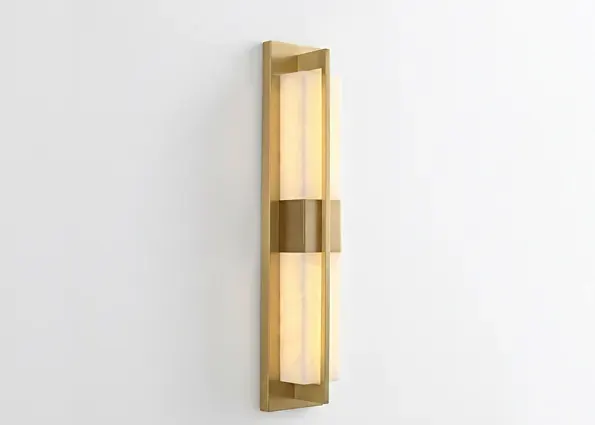 VEIN-L brass wall sconce with twin frosted bars